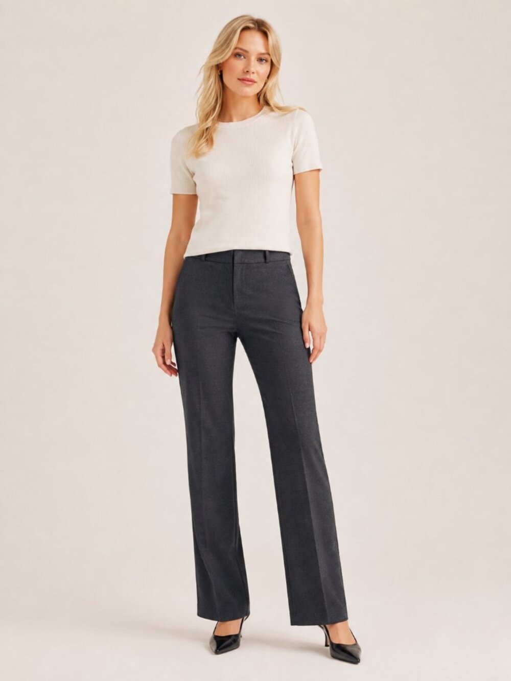 2/$30 H&M High Rise Creased Dress Pant Heather Dark Gray 4 #A3879
